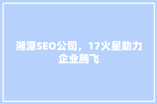 湘潭SEO公司，17火星助力企业腾飞