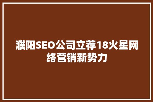 濮阳SEO公司立荐18火星网络营销新势力