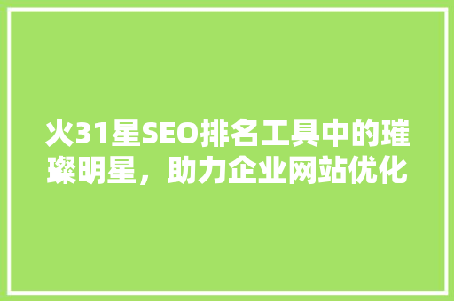 火31星SEO排名工具中的璀璨明星，助力企业网站优化之路