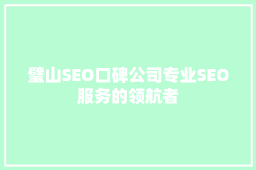 璧山SEO口碑公司专业SEO服务的领航者