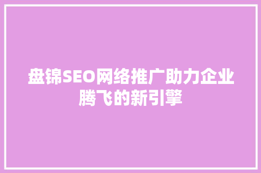 盘锦SEO网络推广助力企业腾飞的新引擎