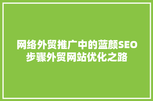 网络外贸推广中的蓝颜SEO步骤外贸网站优化之路