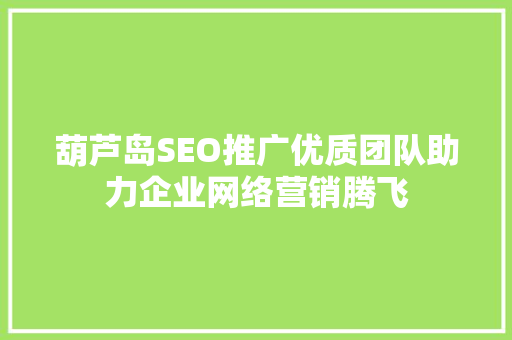 葫芦岛SEO推广优质团队助力企业网络营销腾飞