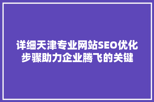 详细天津专业网站SEO优化步骤助力企业腾飞的关键