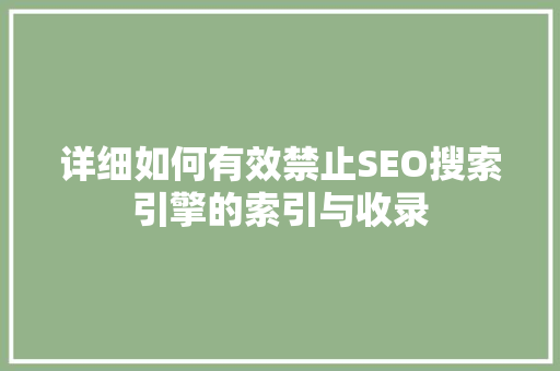详细如何有效禁止SEO搜索引擎的索引与收录