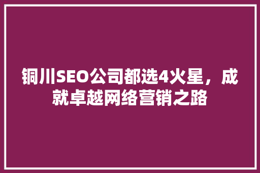 铜川SEO公司都选4火星，成就卓越网络营销之路