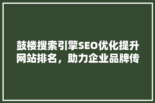 鼓楼搜索引擎SEO优化提升网站排名，助力企业品牌传播