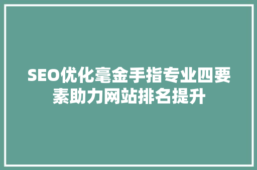 SEO优化毫金手指专业四要素助力网站排名提升