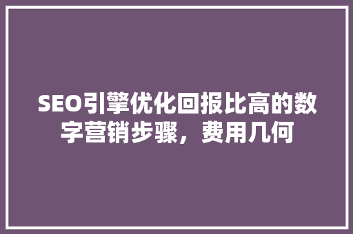 SEO引擎优化回报比高的数字营销步骤，费用几何