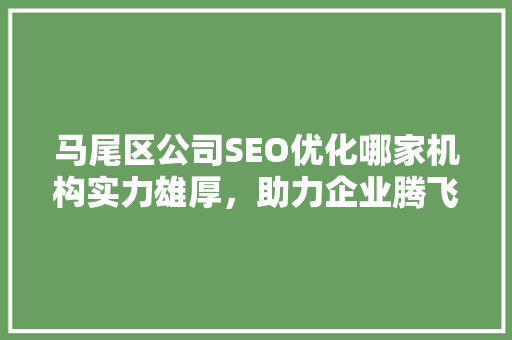 马尾区公司SEO优化哪家机构实力雄厚，助力企业腾飞