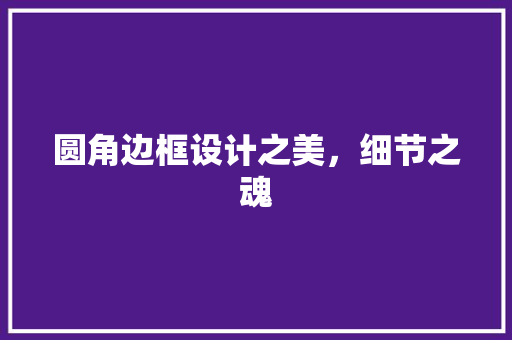 圆角边框设计之美，细节之魂