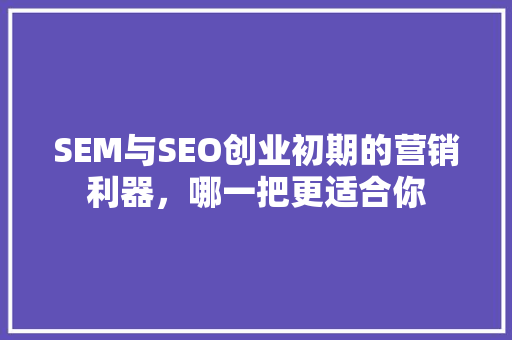 SEM与SEO创业初期的营销利器，哪一把更适合你  第1张