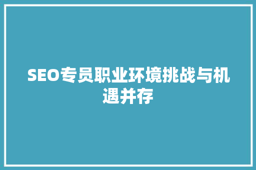 SEO专员职业环境挑战与机遇并存