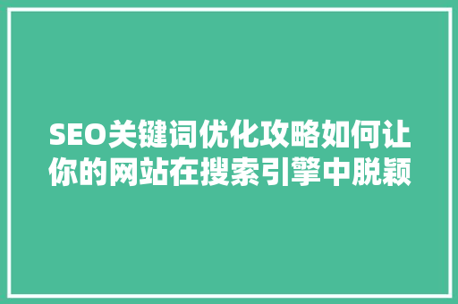 SEO关键词优化攻略如何让你的网站在搜索引擎中脱颖而出  第1张
