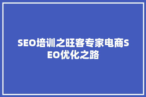SEO培训之旺客专家电商SEO优化之路