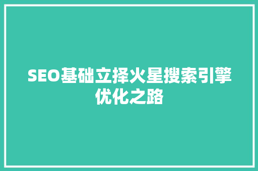 SEO基础立择火星搜索引擎优化之路
