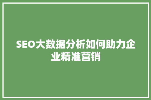 SEO大数据分析如何助力企业精准营销  第1张