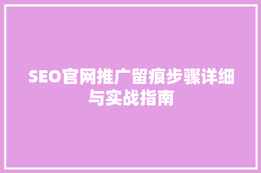 SEO官网推广留痕步骤详细与实战指南