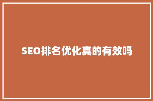 SEO排名优化真的有效吗