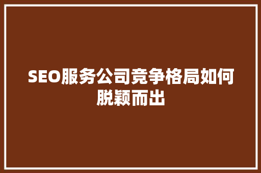 SEO服务公司竞争格局如何脱颖而出  第1张