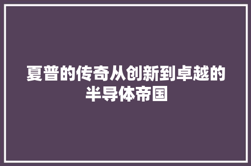 夏普的传奇从创新到卓越的半导体帝国