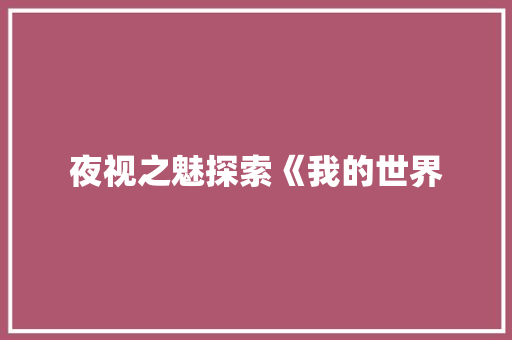 夜视之魅探索《我的世界