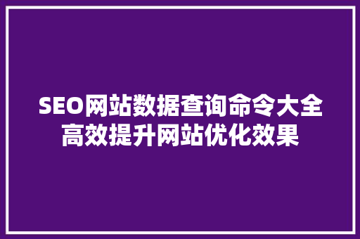 SEO网站数据查询命令大全高效提升网站优化效果  第1张