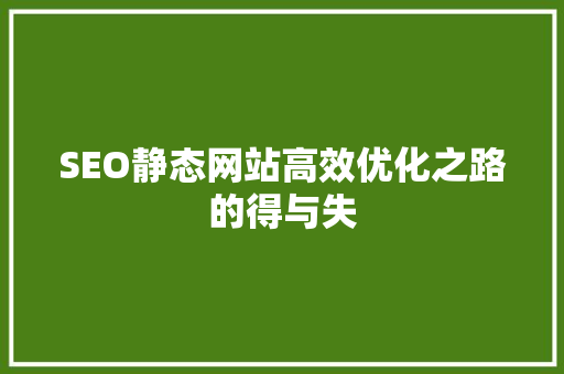 SEO静态网站高效优化之路的得与失