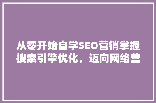从零开始自学SEO营销掌握搜索引擎优化，迈向网络营销之路