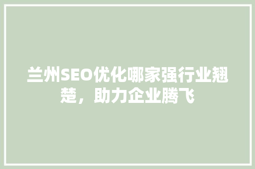 兰州SEO优化哪家强行业翘楚，助力企业腾飞