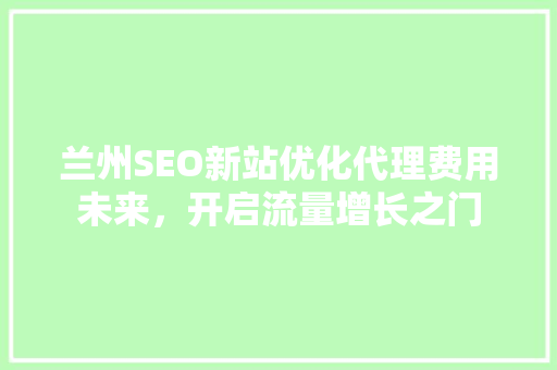 兰州SEO新站优化代理费用未来，开启流量增长之门