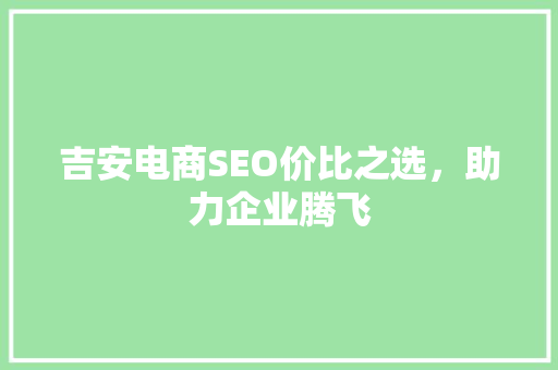 吉安电商SEO价比之选，助力企业腾飞