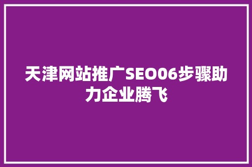 天津网站推广SEO06步骤助力企业腾飞
