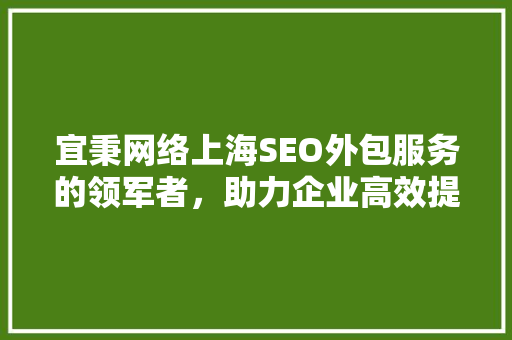 宜秉网络上海SEO外包服务的领军者，助力企业高效提升搜索引擎排名