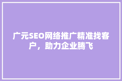 广元SEO网络推广精准找客户，助力企业腾飞