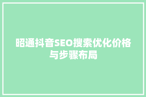 昭通抖音SEO搜索优化价格与步骤布局