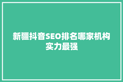 新疆抖音SEO排名哪家机构实力最强