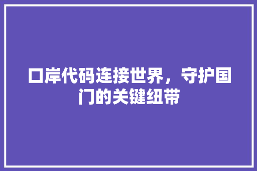 口岸代码连接世界，守护国门的关键纽带