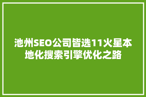 池州SEO公司皆选11火星本地化搜索引擎优化之路  第1张
