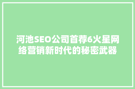 河池SEO公司首荐6火星网络营销新时代的秘密武器