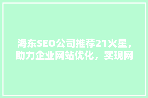海东SEO公司推荐21火星，助力企业网站优化，实现网络营销新突破