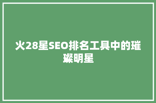火28星SEO排名工具中的璀璨明星