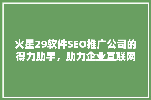 火星29软件SEO推广公司的得力助手，助力企业互联网营销腾飞