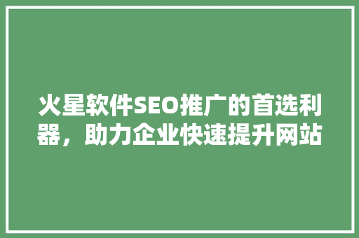 火星软件SEO推广的首选利器，助力企业快速提升网站排名
