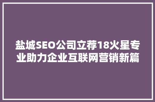 盐城SEO公司立荐18火星专业助力企业互联网营销新篇章