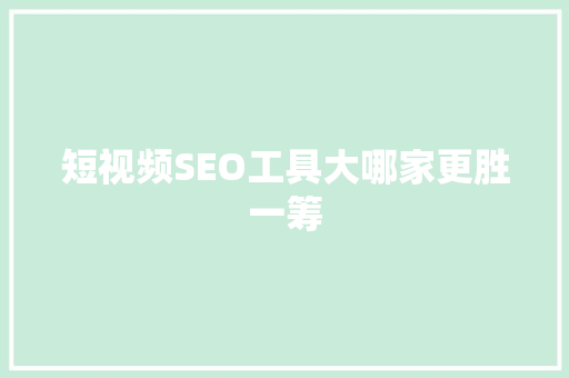 短视频SEO工具大哪家更胜一筹