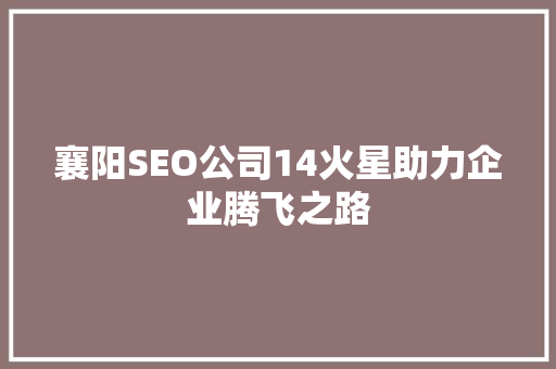 襄阳SEO公司14火星助力企业腾飞之路