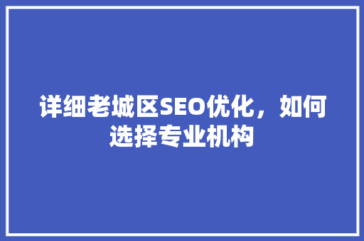 详细老城区SEO优化，如何选择专业机构