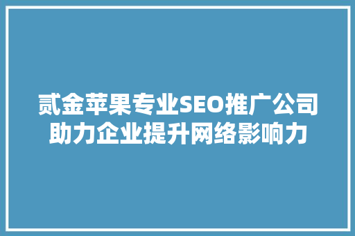 贰金苹果专业SEO推广公司助力企业提升网络影响力