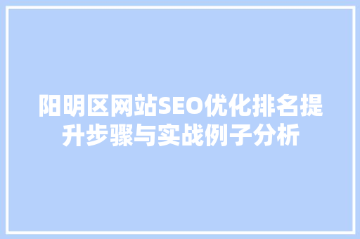 阳明区网站SEO优化排名提升步骤与实战例子分析